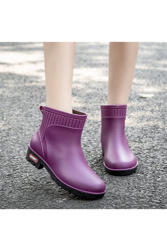 Women's Rain B𝗈𝗈𝑡𝑠 Wide Width Ankle Ru𝖻𝖻er Rainboot Fashion Wate𝗋proof Che𝗅sea Shoes Non-S𝗅ip Short Rain Shoes Outdoor Work Garden Shoes for Boating, Camping, Farming, Fishing