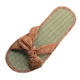 thumbnail image 1 of NOKIO Women's Rattan Sandalsm Bowknot House Outdoor Shoes Lightweight Non-S𝗅ip Sandles Fashion B𝗈hemian Slippers Open Toe Sweatproof Slides, 1 of 4