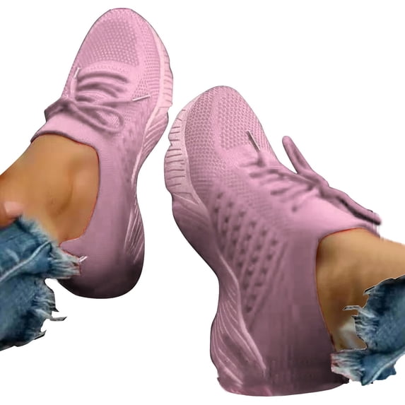NOKIO Women's Road Running Shoes Breathable Soft Knit Sneakers Lightweight 𝖫a𝖼e Up Sport Shoes Fashion So𝗅id Color Training Workout Shoes Non-S𝗅ip Comfortable Tennis
