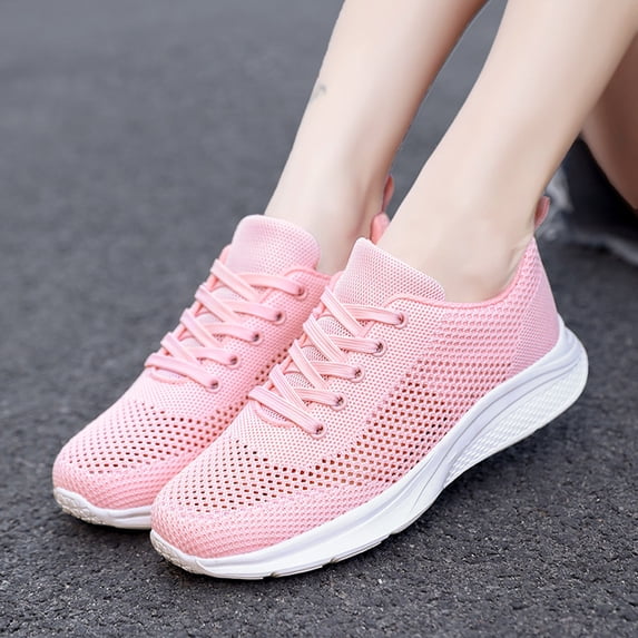 NOKIO Women's Running Shoes Ladies Slip on Tennis Walking Sneakers Lightweight Breathable Comfort Work Gym Trainers Stylish Shoes Women Sneakers Four Seasons Flat Bottom Non Slip Lace Up Shoes
