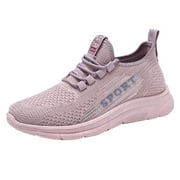 NOKIO Women's Running Shoes Non Slip Shoes Breathable Lightweight Fashion Sneakers Slip Resistant Athletic Sports Walking Gym Work Shoes Women Sports Shoes Lace Up Fly Woven Mesh Shoes