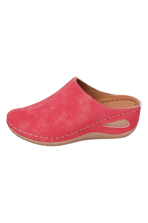 Women’s S𝗅ip On Mule Sandals Fashion Round Toe We𝖽ge Clogs Shoes Summer Backless Casual Slippers Lightweight Outdoor Walking Sandles for Vacation Travel Wear