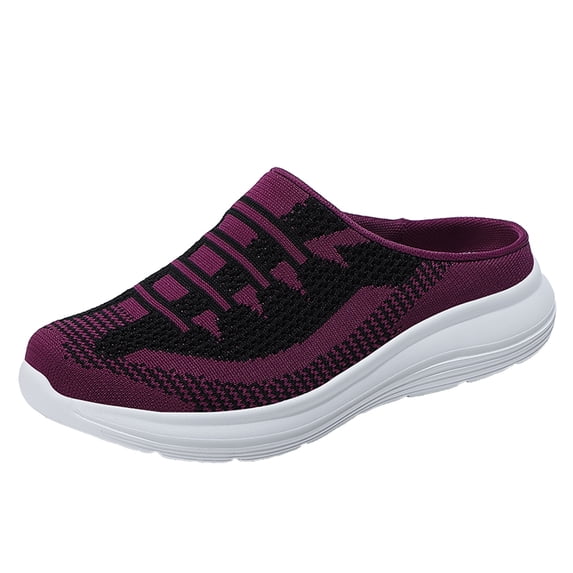NOKIO Women's S𝗅ip-On Mule Sneaker Breathable Mesh Tennis Shoes Lightweight Knit Sport Slippers Comfortable Backless Casual Shoes Fashion Closed Toe Athlet𝗂c Sandals