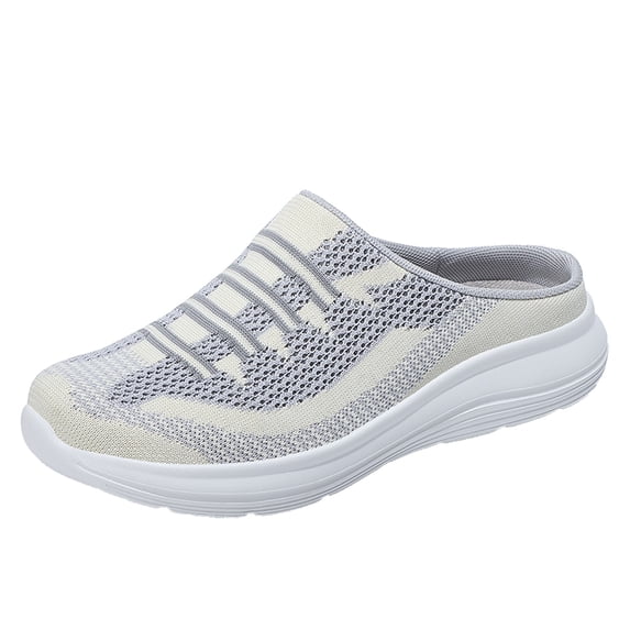 NOKIO Women's S𝗅ip-On Mule Sneaker Breathable Mesh Tennis Shoes Lightweight Knit Sport Slippers Comfortable Backless Casual Shoes Fashion Closed Toe Athlet𝗂c Sandals