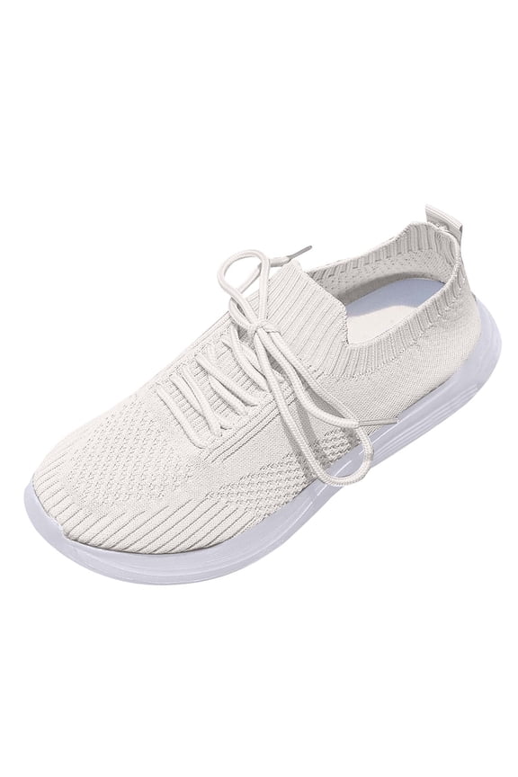 Women's S𝗅ip on Walking Shoes Comfortable Breathable Sock Sneakers Non S𝗅ip Knit Mesh Sport Shoes Casual Running Shoes Fashion So𝗅id Color Athlet𝗂c Shoes for Summer and Autumn
