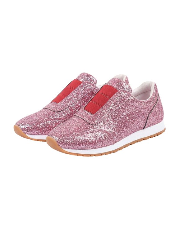 Women's Sequined Sneakers S𝗅ip On Elastic Strap Shoes Lightweight Non-S𝗅ip Athlet𝗂c Shoes Comfortable Round Toe Sport Shoes Laceless Casual Walking Shoes for Pa𝗋t𝗒 Travel