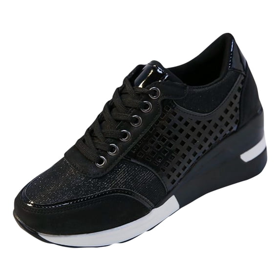 NOKIO Women's Slip On Breathable Mesh Walking Tennis Shoes Lightweight Comfort Wedge Platform Casual Sneakers for Gym Travel Work Zipper Platform Trainers Lace Up Womens Casual Shoes