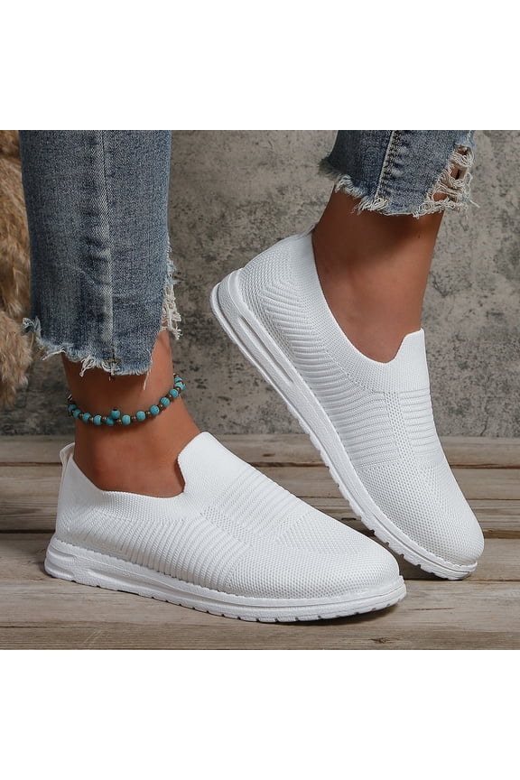 Women's Slip On Shoes, Stretch Knit Walking Shoes, Comfort Sneaker for Work, Travel, Commute Leisure Women's Slip On Travel Soft Sole Comfortable Shoes Fashion Sports Breathable Shoes
