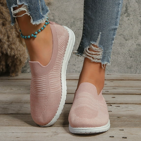 NOKIO Women's Slip On Shoes, Stretch Knit Walking Shoes, Comfort Sneaker for Work, Travel, Commute Leisure Women's Slip On Travel Soft Sole Comfortable Shoes Fashion Sports Breathable Shoes