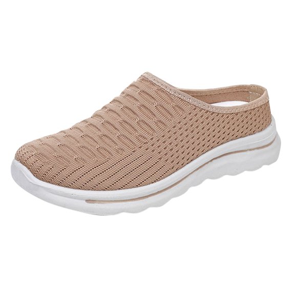 NOKIO Women's Soft Knit Sneakers Lightweight Breathable Mesh Sport Shoes Open Back Outdoor Walking L𝗈afers S𝗅ip On F𝗅a𝗍s Mules Sandals Fashion Closed Toe Slides