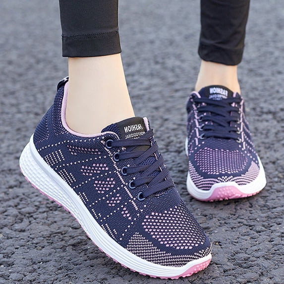 NOKIO Women's Soft Sole Running Shose With Breathable Mesh Lightweight Walking Sneakers Fashion Casual Knit Tennis Shoes Comfortable Non-S𝗅ip Athlet𝗂c Shoes for Daily Fitness Workout Training