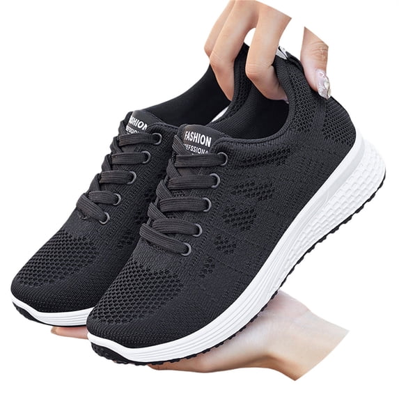 NOKIO Women's Soft Sole Running Shose With Breathable Mesh Lightweight Walking Sneakers Fashion Casual Knit Tennis Shoes Comfortable Non-S𝗅ip Athlet𝗂c Shoes for Daily Fitness Workout Training