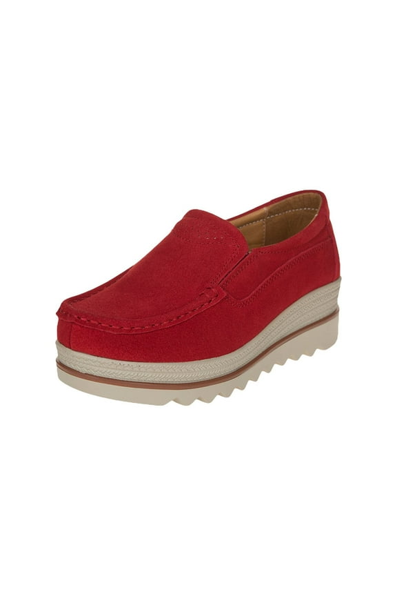 Women's Suede Platform Loafers Breathable Platform Sneakers for Women Wedge Penny Loafers Slip-On Women's High Heeled Casual Shoes Slip On Shoes Comfortable Casual Shoes Loafers