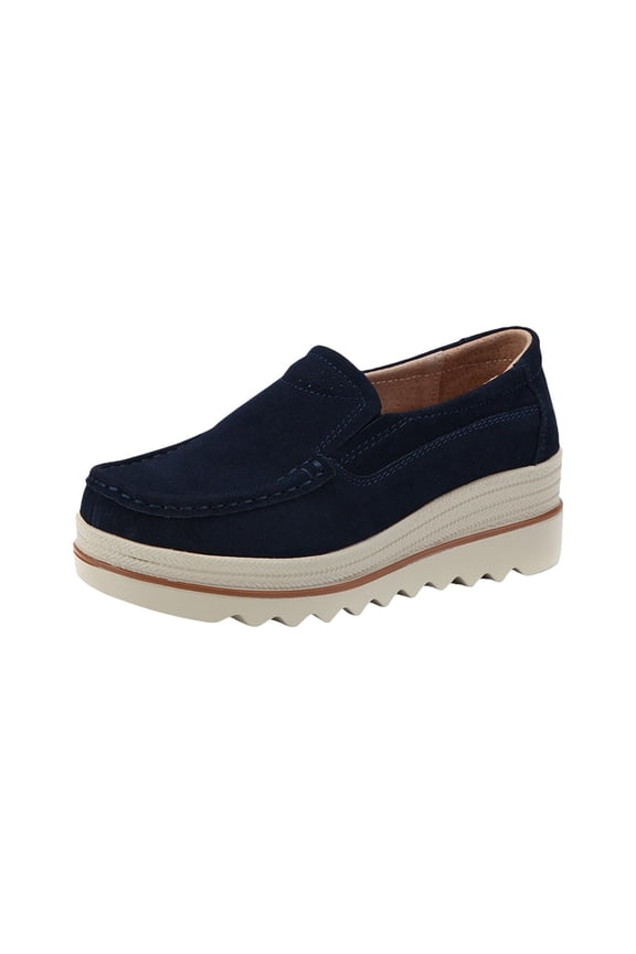Women's Suede Platform Loafers Breathable Platform Sneakers for Women Wedge Penny Loafers Slip-On Women's High Heeled Casual Shoes Slip On Shoes Comfortable Casual Shoes Loafers