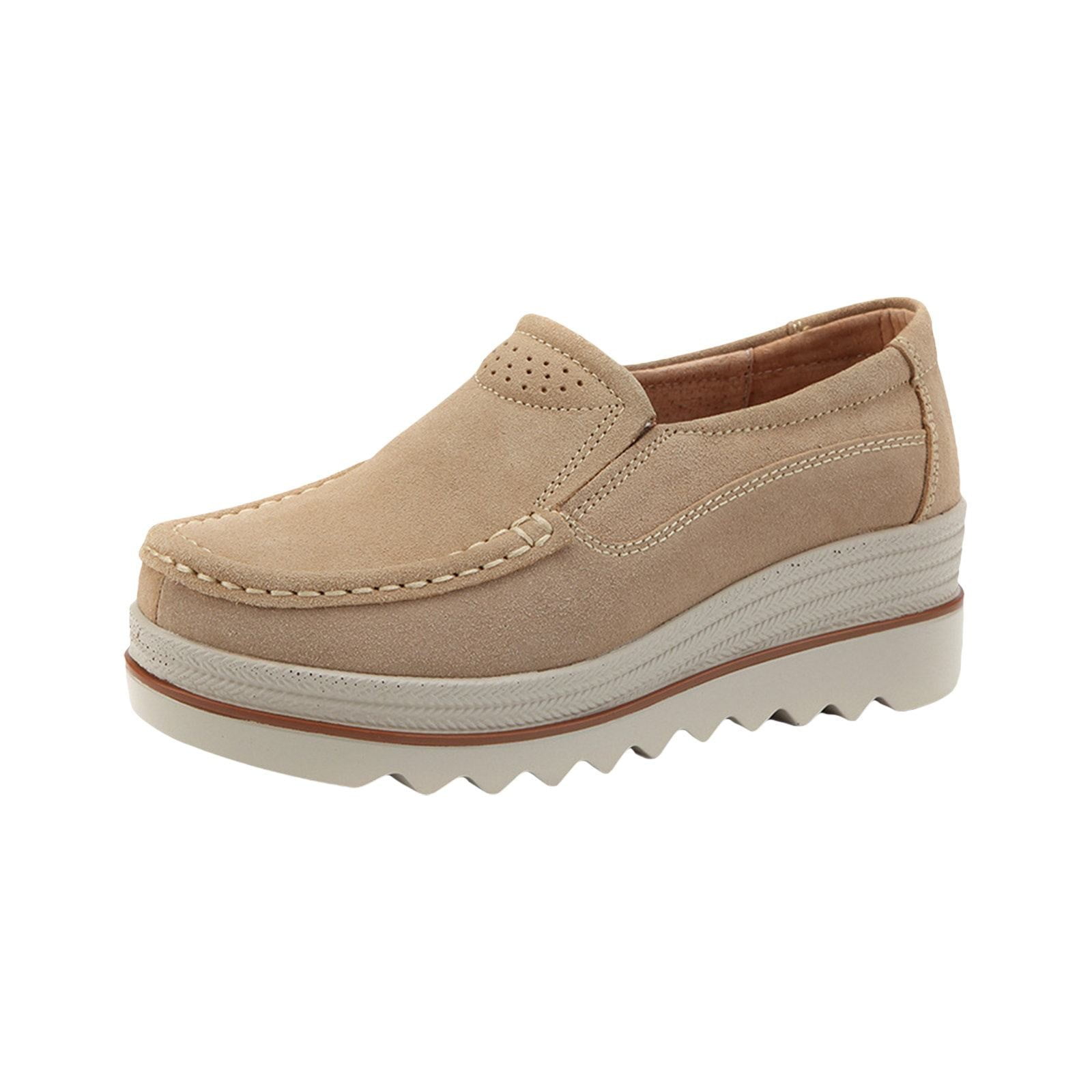 NOKIO Women's Suede Platform Loafers Breathable Platform Sneakers for Women Wedge Penny Loafers Slip-On Women's High Heeled Casual Shoes Slip On Shoes Comfortable Casual Shoes Loafers