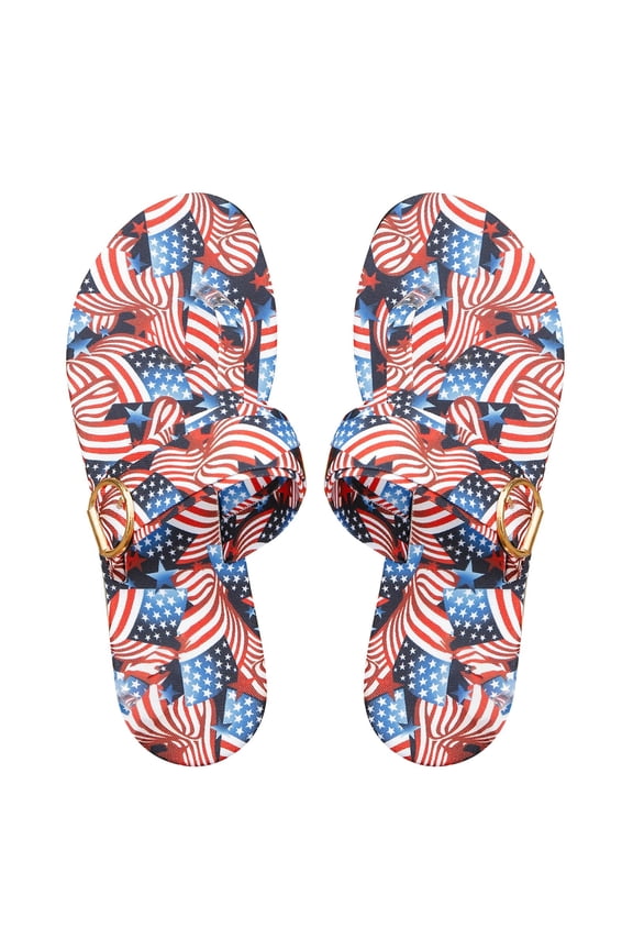 Women's Summer Feet Clip Toe Flat Bottom Independent Day Print Buckle Slippers Women’s Flip Flops Platform Sandals Wedge Flip Flop Thong Sandal