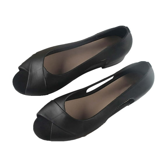 NOKIO Women's Summer Single Shoes Fish Mouth Heel Flat Bottom Women Sandals Flat Comfortable Cork Footbed Wide Width Leather Womens Sandal Dressy Ladies Cute Open Toe Summer Sandal