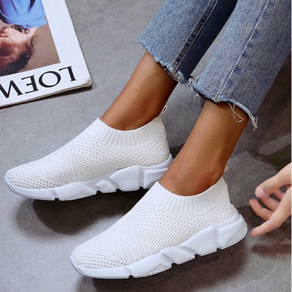 NOKIO Women's Summer Sports Shoes Fly Weave Lazy Single Shoes Womens Walking Shoes Tennis Water Sneakers Casual Mesh Comfortable Athletic Breathable Running