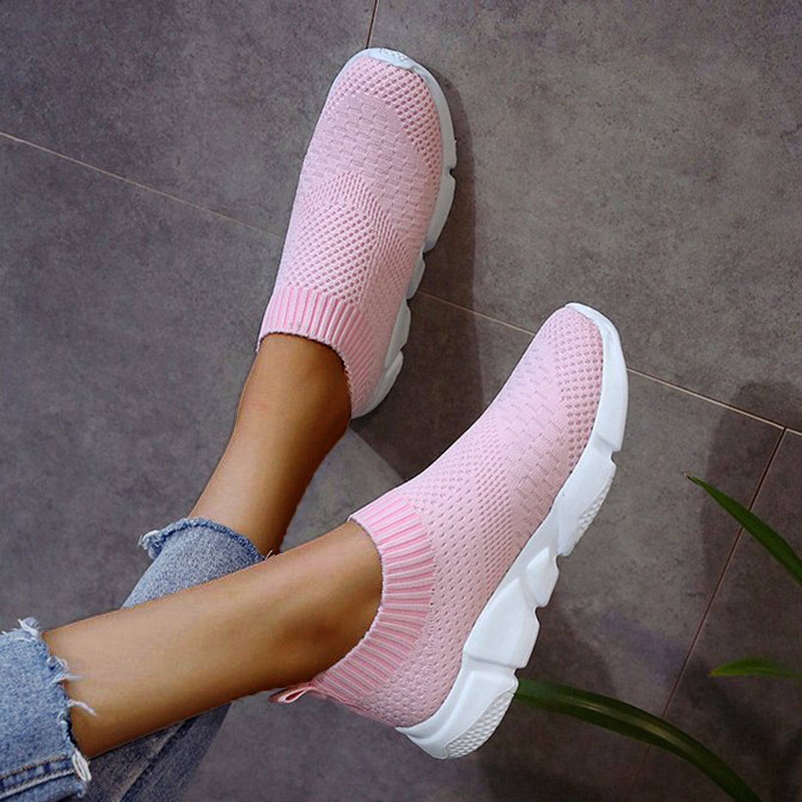 NOKIO Women's Summer Sports Shoes Fly Weave Lazy Single Shoes Womens Walking Shoes Tennis Water Sneakers Casual Mesh Comfortable Athletic Breathable Running