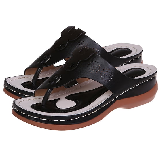 NOKIO Women's Summer Toe Wedge And T Shaped Oversized Beach Sandals And Slippers Women's Comfortable Arch Support Summer Orthotic Flip Flops Sandals