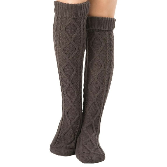 NOKIO Women's Thigh High Socks Over the Knee Cable Knit Boot Socks, Long Warm Fashion Leg Warmers Winter Non Slip Slipper Socks Winter Warm Cozy Soft Thick Fluffy Socks