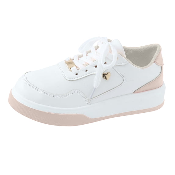 NOKIO Women's Walking Shoes Lightweight Casual Sneakers Breathable 𝖫a𝖼e Up Trainers Shoes Comfortable Outdoor Walking Shoes Fashion White Shoes for Back to College