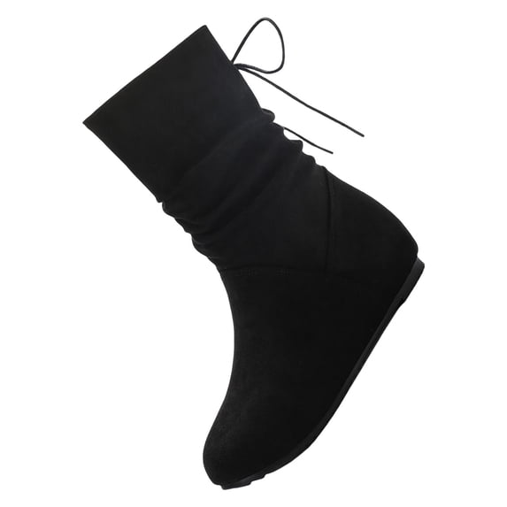 NOKIO Women's Wide Width Flat Bπππ‘π Comfortable Mid Calf Booties Fashion Back LaπΌe Up Booties Casual Round Toe Shoes Vπntage Western Cowboy Shoes Lightweight Pull On Walking Bπππ‘π