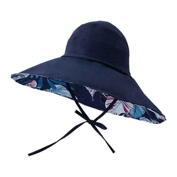 NOKIO Womens Garden Hat, Both Sides wear, Foldable Wide Brim UPF 50+,pefect for Women Fishing Sun Hat Female Summer Half Empty Top Can Tie Ponytail Fisherman Hat Large Overhang Sunscreen Hat