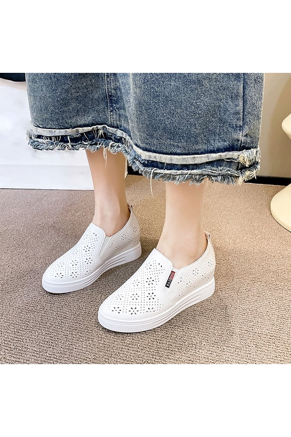 Womens Loafers Comfort Casual Quilted Leather Slip On Sneakers Mesh Breathable Comfortable Casual Shoes Women Leather Mesh Sneakers Women Wedges Sneakers with Hidden Heel Walking Shoes
