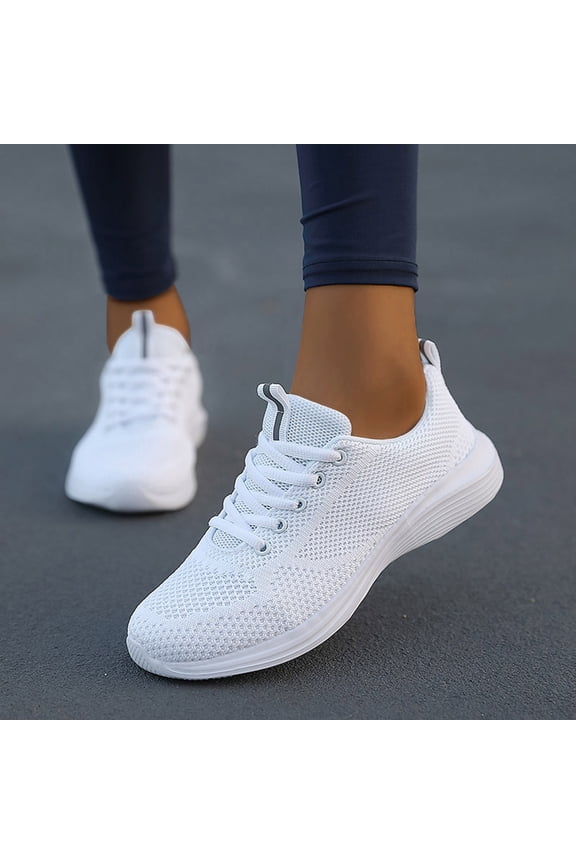 Womens Running Shoes Tennis Walking Sneakers Comfortable Athletic Workout Gym Jogging Shoes Simple Four Seasons Sports Shoes Mesh Breathable Comfortable Flat Lace Up Shoes