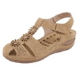 thumbnail image 1 of NOKIO Womens Sandals Wedge Platform Womens Wedge Flower Summer Comfortable Platform Bohemia Shoes Sandals With Arch Support Massage Function Casual Thong Sandal Comfortable Walking Low Sandal, 1 of 9
