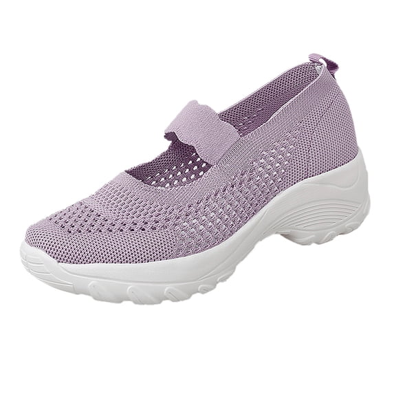 NOKIO Womens Slip-On Walking Shoes Summer Breathable Mesh Shoes Running Shopping Flat Comfort Wedge Platform Loafers Casual Shoes Women's Hollow Out Wedge Sport Shoes