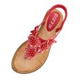 thumbnail image 1 of NOKIO Womens T-Strap Sandals Boho Beaded Flat Sandals Ladies Comfortable Open Toe Elastic Ankle Strap Sandals Dress Summer Beach Shoes Stylish Women'S Platform Slippers Sandals, 1 of 6