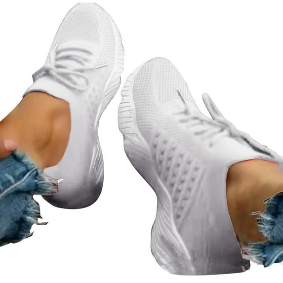 NOKIO Womens Walking Shoes Slip On Lightweight Memory Foam Cheer Sneakers for Tennis Gym Running Workout Yoga Women's Lace Up Platform Large Size Womens Hands Free Sneakers