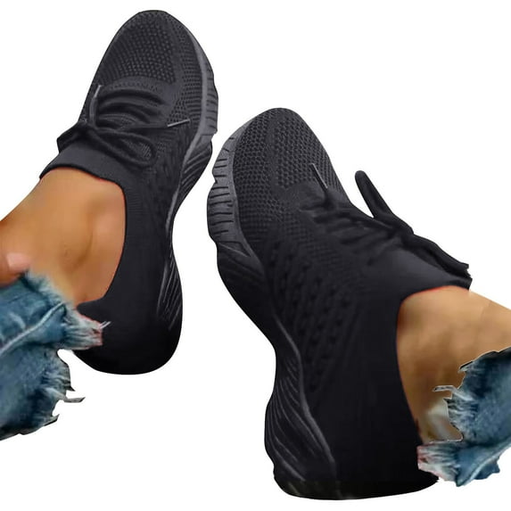 NOKIO Womens Walking Shoes Slip On Lightweight Memory Foam Cheer Sneakers for Tennis Gym Running Workout Yoga Women's Lace Up Platform Large Size Womens Hands Free Sneakers