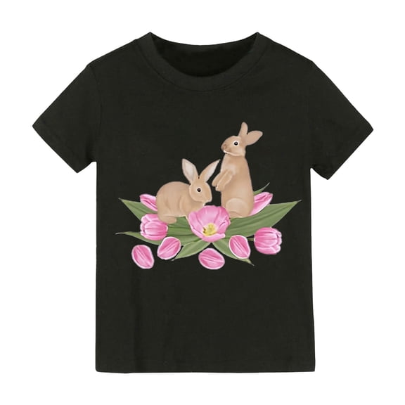 NOKIO Youth Crew Neck Shirt, Junior Girl Fashion Tee, Fashion-Forward Shirts For Girls Kids Baby Girl's Rabbit Tee Outfits Baby Bunny Tshirt Easter Clothes Vest Shirt Bunny Tshirt Shirt