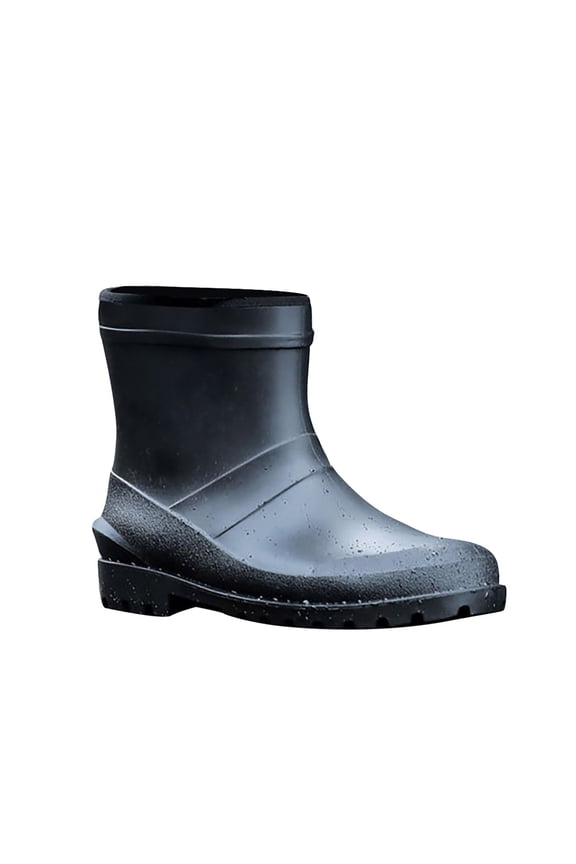 en'S Casual Outdoor Waterproof Rubber Booties Water-Resistant Ankle Boots For Men Low Heeled Round Boots Rain Women Buckle Shoe Toe Middle Women's Boots