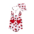 thumbnail image 1 of NOKIO ute And Colorful Baby Romper, Sleeveless Baby Jumpsuit, Baby Girl Bubble Romper Baby Girls Straps Fruit Print Romper Sunsuit Hat Bodysuit Breathablecotton Baby Jumpsuit, 1 of 4