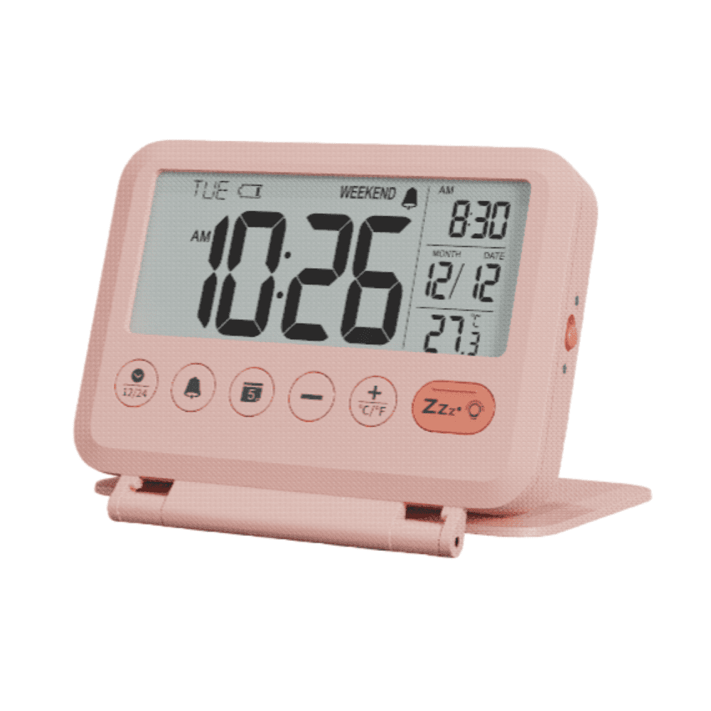 NOKLEAD Home Digital LCD Thermometer Clock Fold Mini Travel Clock With Calendar Traveling Alarm Clock Portable Desktop Clock