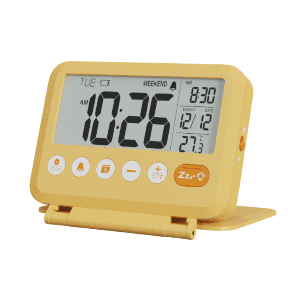 NOKLEAD Home Digital LCD Thermometer Clock Fold Mini Travel Clock With Calendar Traveling Alarm Clock Portable Desktop Clock