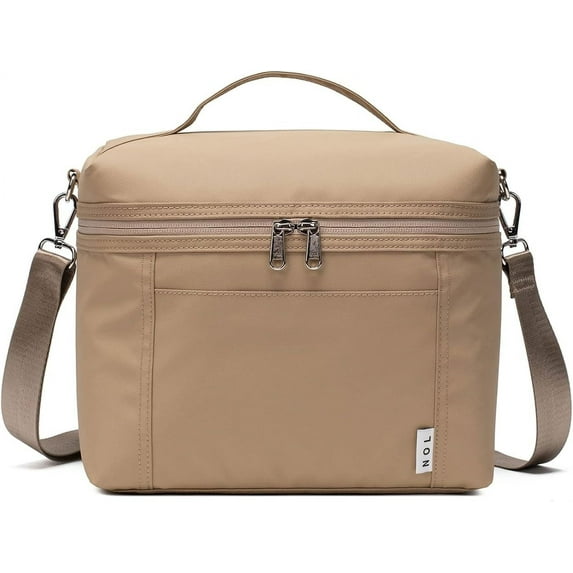 NOL Natural Organic Lifestyle Insulated Lunch Bags for Women Cooler Bag Lightweight Nylon Waterproof Lunch Box For Work(Medium,Khaki)