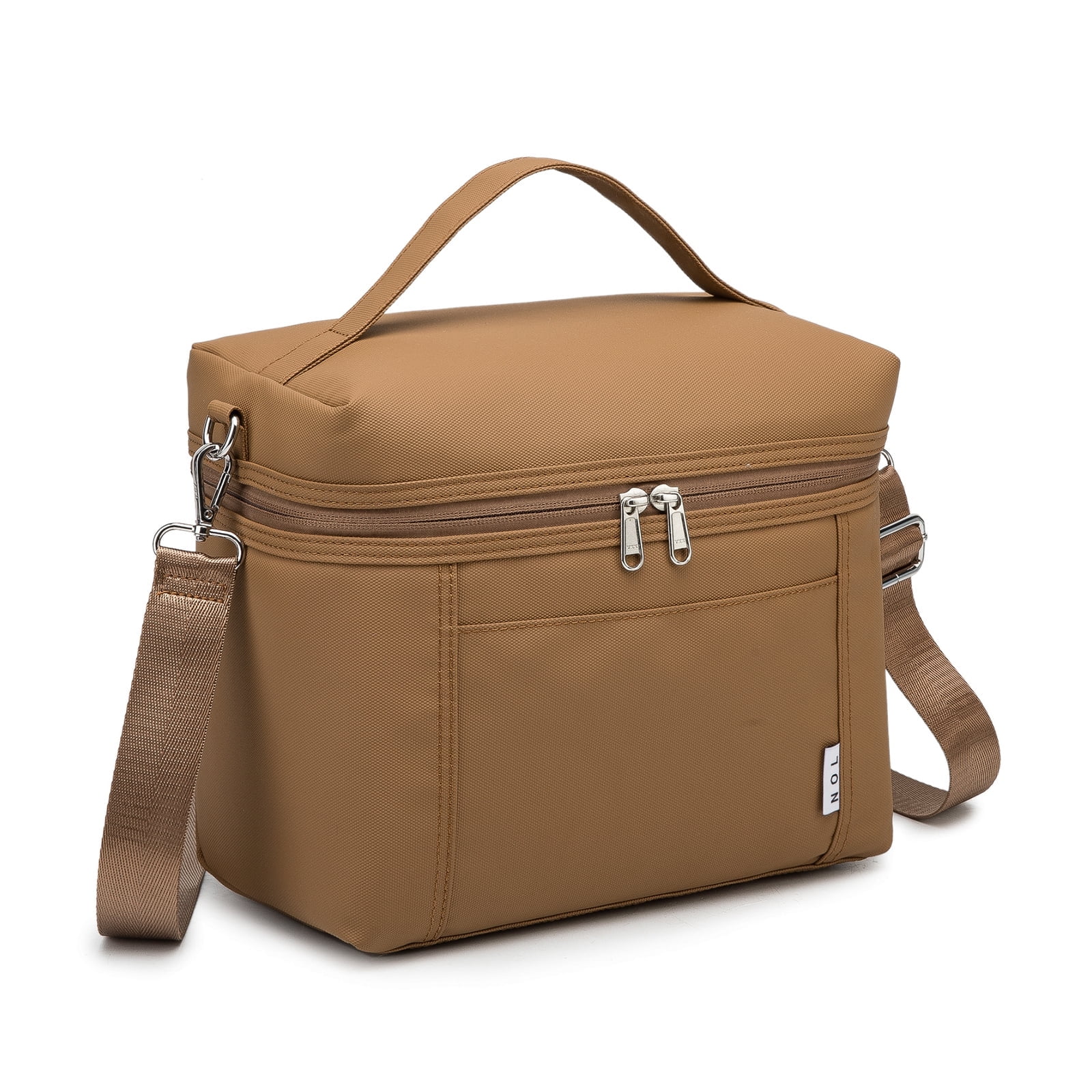 NOL Natural Organic Lifestyle Borsa termica per il pranzo da donna, leggera, in nylon, impermeabile, per il lavoro (nero, grande