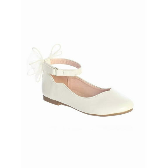 NOLA – Matte Girls Flats with Organza Bow Back Accent