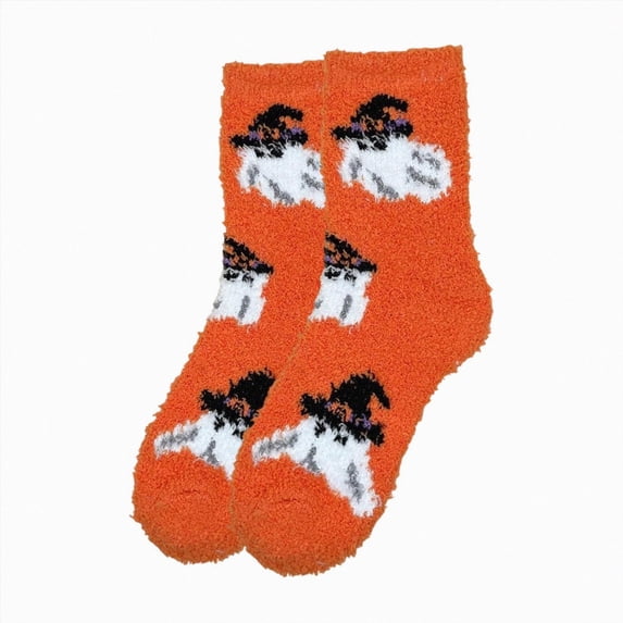 NOLDARES 1 Pairs Halloween Socks,Funny Novelty Crew Horror Socks Novelty Ghost Stocking Stocking(Z196-Orange)