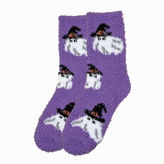 NOLDARES 1 Pairs Halloween Socks,Funny Novelty Crew Horror Socks Novelty Ghost Stocking Stocking(Z196-Purple)