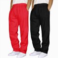 thumbnail image 1 of NOLDARES 2 Pack Men's Sweatpants Lightweight Wide Leg Open Bottom Baggy Pants Gym Drawstring Lounge Joggers with Pocket,Red,XXL, 1 of 4