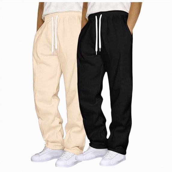 NOLDARES 2 Pack Mens Sweatpants Athletic Joggers Mens Workout Open Bottom Lightweight Sweat Pants with Pockets,Khaki,XXL