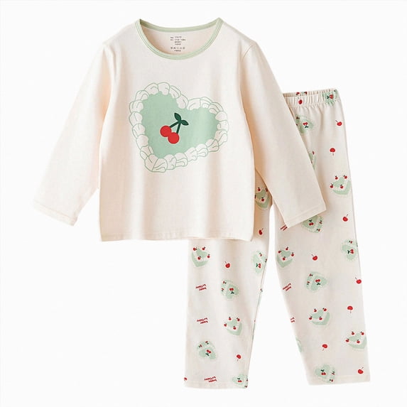 NOLDARES 2 Piece Girl Boys Pajamas Kids Long Sleeve Top and Pants Pajamas Pjs Fall Winter Sleepwear Set for Toddler Little Girl Boys(H110-Light Green)