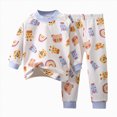 thumbnail image 1 of NOLDARES 2 Piece Infant Toddler Winter Outfits Set Long Sleeve Print Pattern Pullover Top Round Neck Elastic Waist Sweatpants Warm Clothes Size:4-5 Y,Light Blue, 1 of 4