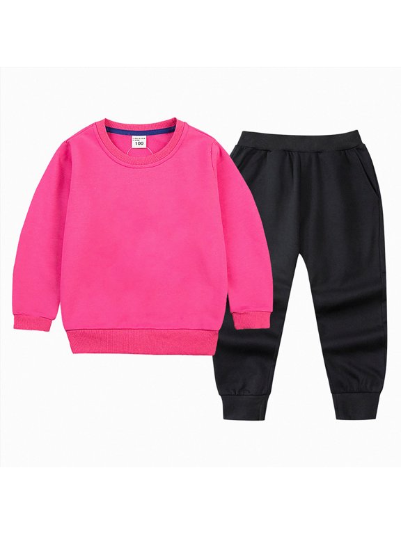 2Pcs Toddler Baby Boy Girl Sweatshirt Tops Camo Pants Set Long Sleeve Sweatsuit Fall Winter Outfits Size:12-18 M,Hot Pink
